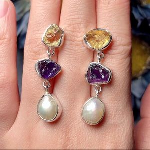 ‼️Clearance‼️Sterling  citrine amethyst earring